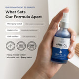 AHK-Cu quality assurance: 99% HPLC-verified purity, third-party lab tested, GMP certified